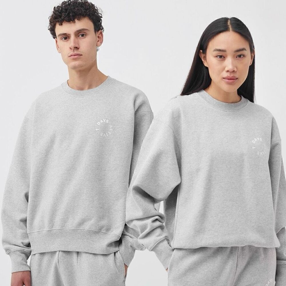 7 Days Active Monday Sweatshirt Unisex Grey M Athleisure Everyday Cozy Comfy